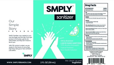 Smply 70 Citrus Liquid Hand Sanitizer (Smply 70 Liq Citrus 2oz)